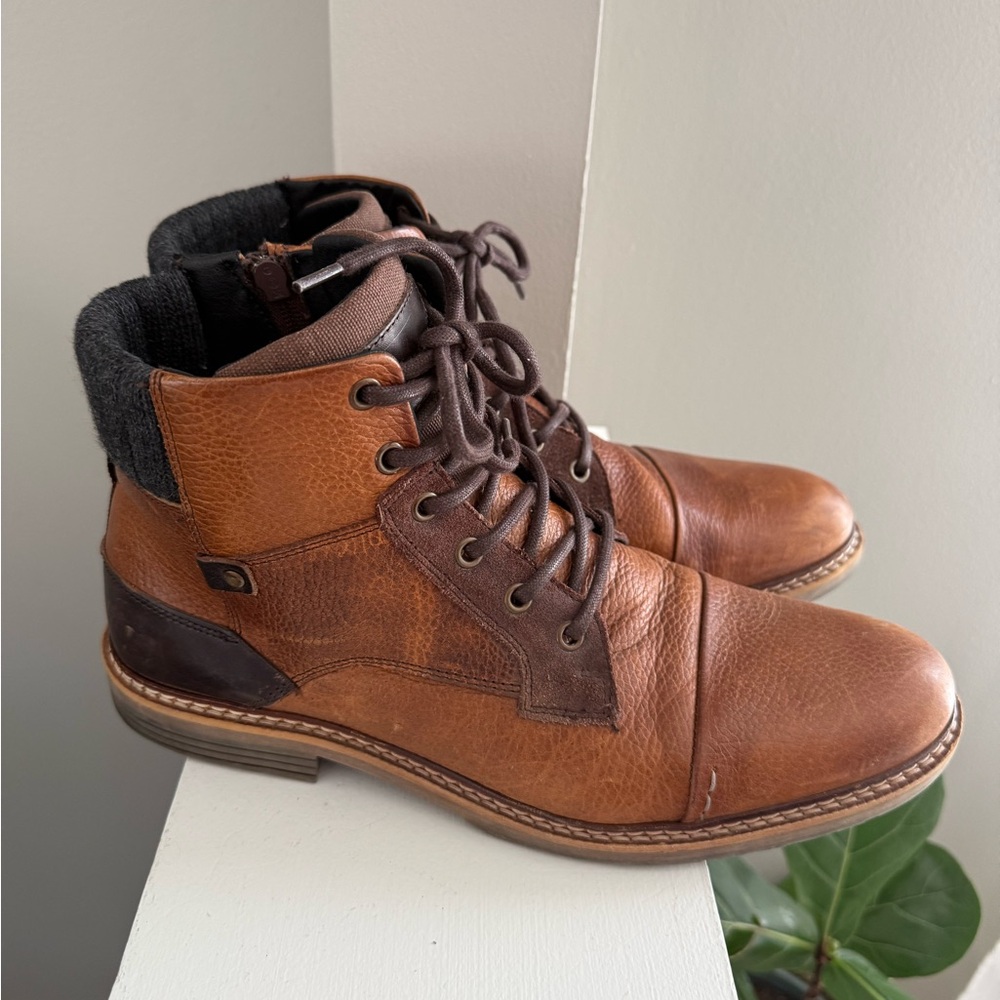 Crown Vintage Men's Two-Tone Tan Leather Chukka Zip Up Boots